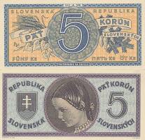 5 koruna Slovenský štát 1945 - REPLIKA - Kliknutím na obrázok zatvorte -